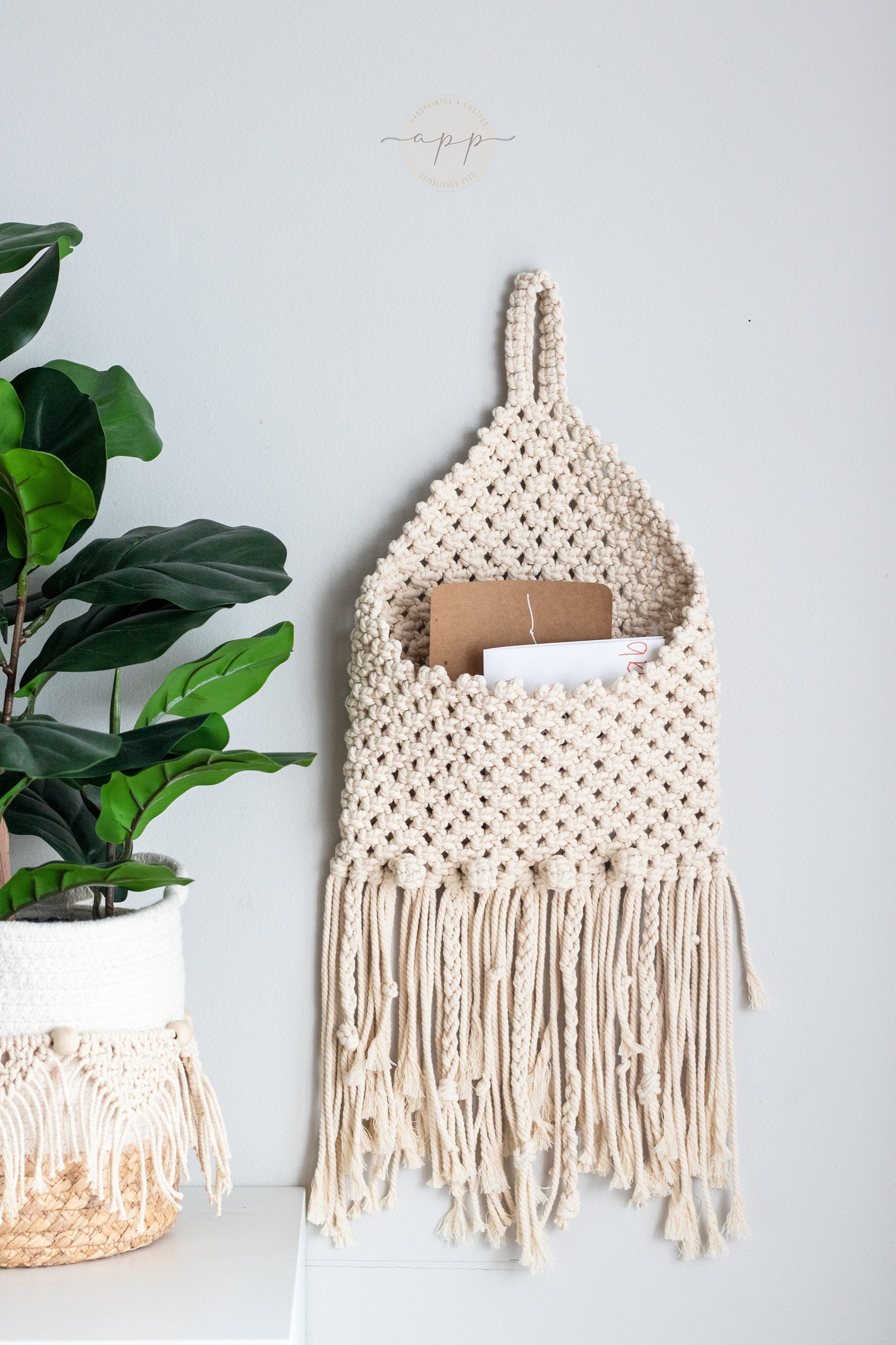 Macrame Boho Pocket Macrame Wall Holder Magazines Macrame Mail